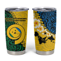 Malampa Province Tumbler Cup Vanuatu Pattern Map With Plumeria Flag Color LT14 Yellow - Polynesian Pride