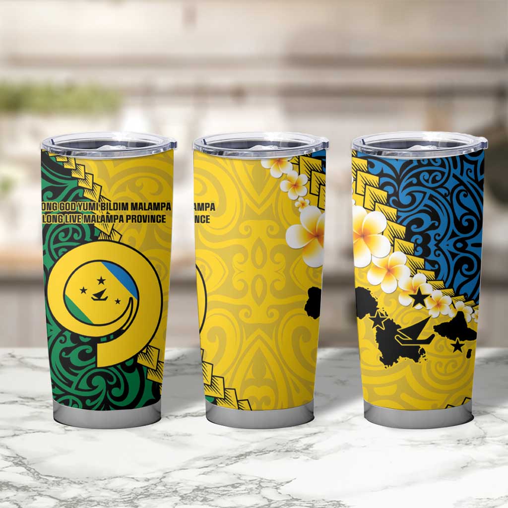 Malampa Province Tumbler Cup Vanuatu Pattern Map With Plumeria Flag Color LT14 - Polynesian Pride