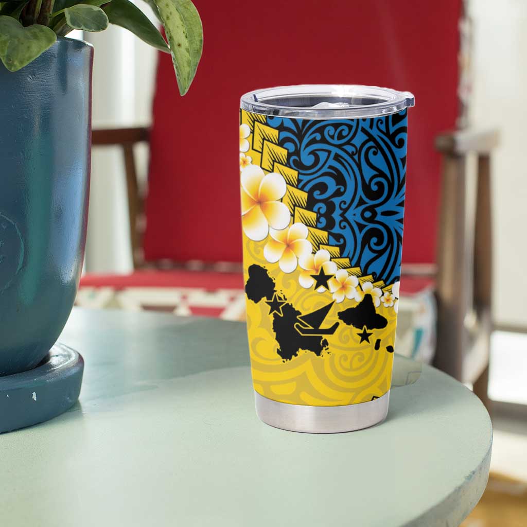 Malampa Province Tumbler Cup Vanuatu Pattern Map With Plumeria Flag Color LT14 - Polynesian Pride