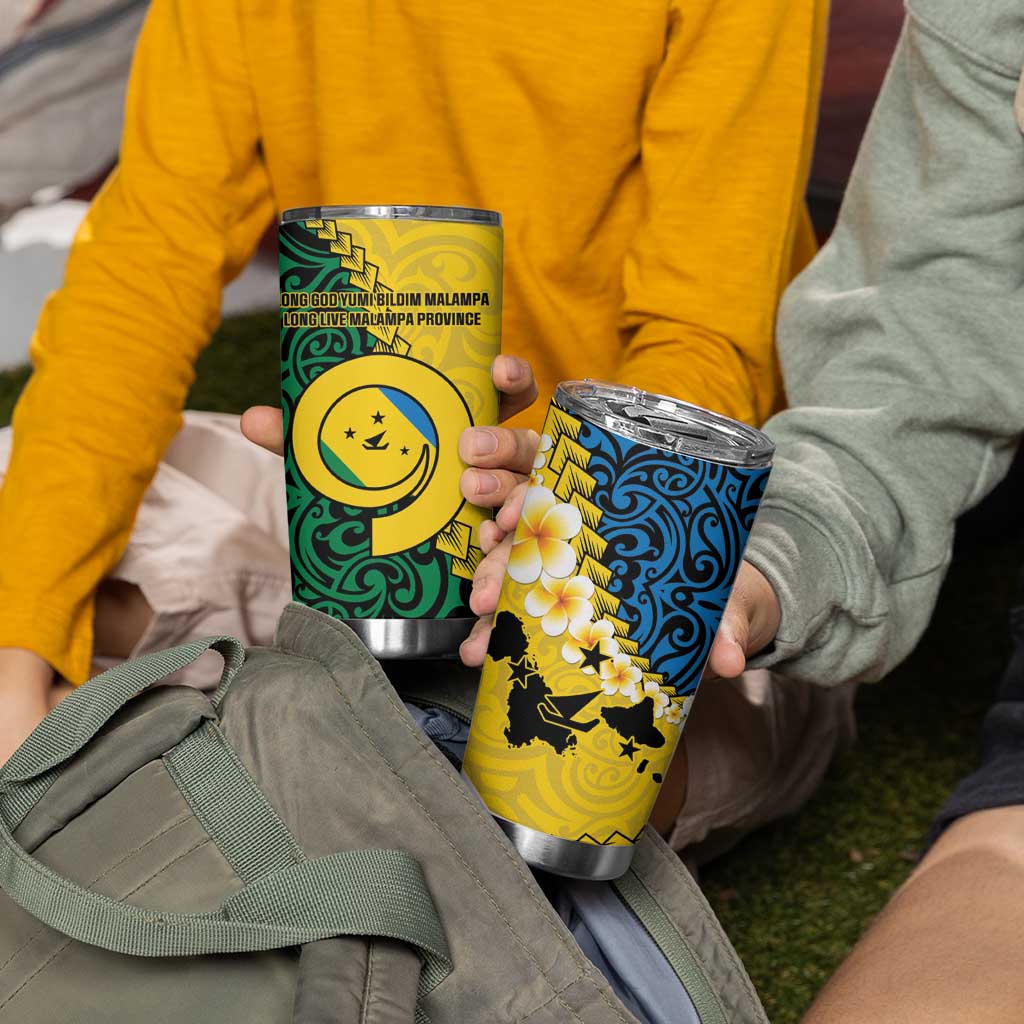 Malampa Province Tumbler Cup Vanuatu Pattern Map With Plumeria Flag Color LT14 - Polynesian Pride