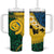 Malampa Province Tumbler With Handle Vanuatu Pattern Map With Plumeria Flag Color