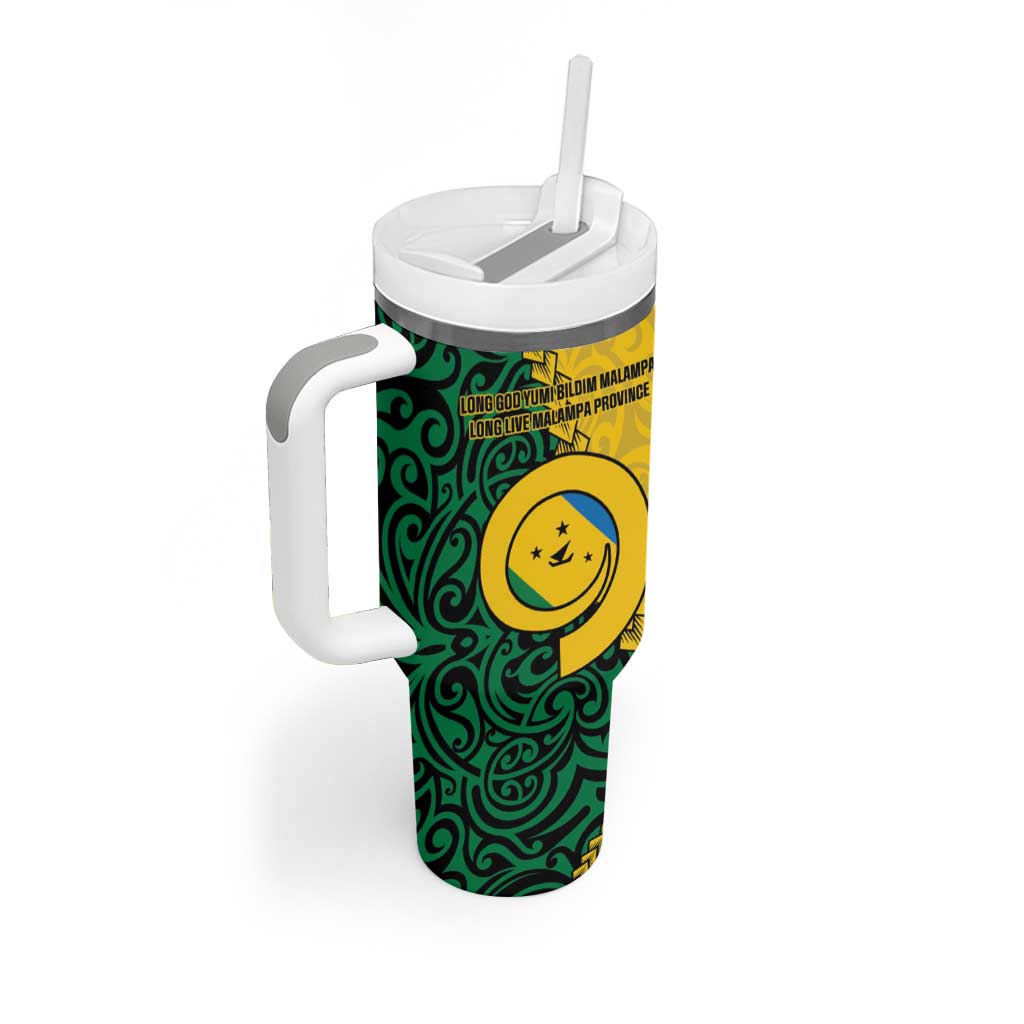 Malampa Province Tumbler With Handle Vanuatu Pattern Map With Plumeria Flag Color LT14 - Polynesian Pride