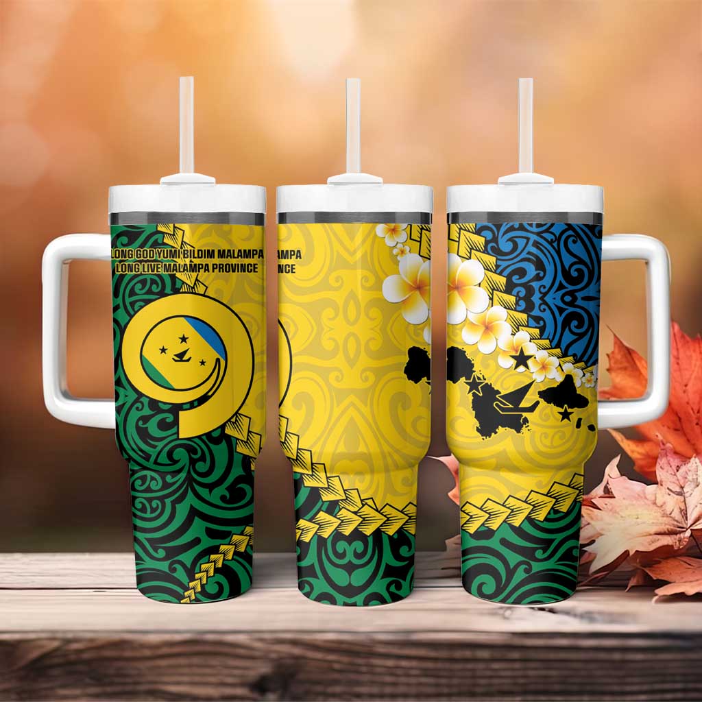 Malampa Province Tumbler With Handle Vanuatu Pattern Map With Plumeria Flag Color LT14 - Polynesian Pride