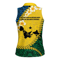 Malampa Province Women Sleeveless Polo Shirt Vanuatu Map - Plumeria Flag Color