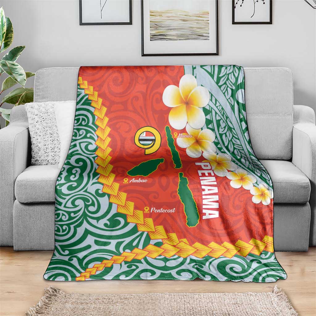 Penama Province Blanket Vanuatu Map - Plumeria Flag Color LT14 - Polynesian Pride