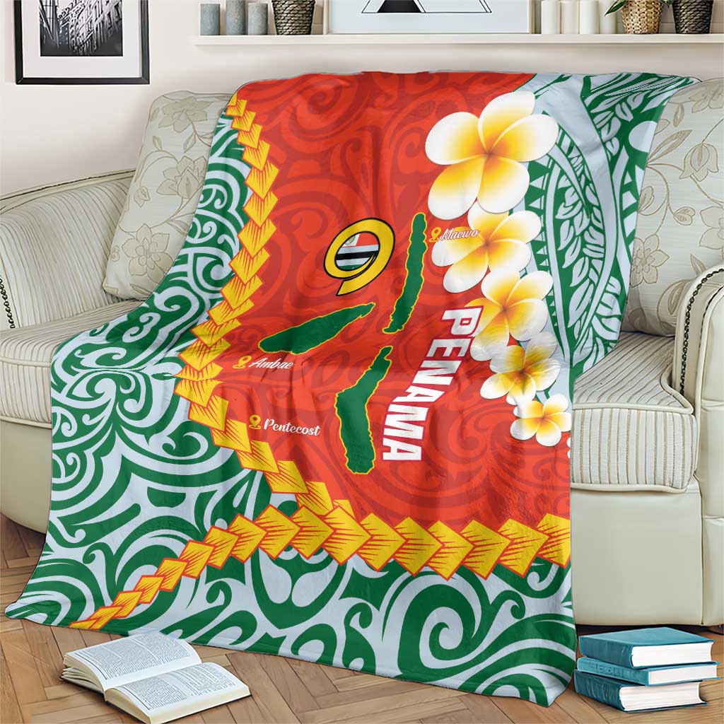 Penama Province Blanket Vanuatu Map - Plumeria Flag Color LT14 - Polynesian Pride