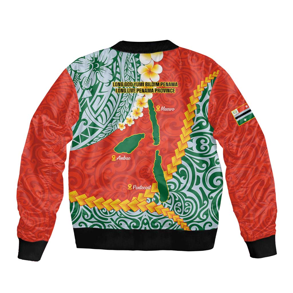 Penama Province Bomber Jacket Vanuatu Map - Plumeria Flag Color