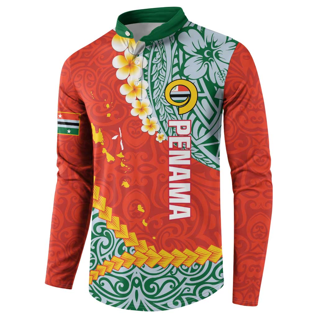 Penama Province Button Sweatshirt Vanuatu Map - Plumeria Flag Color LT14 - Polynesian Pride