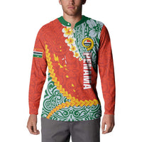 Penama Province Button Sweatshirt Vanuatu Map - Plumeria Flag Color LT14 - Polynesian Pride