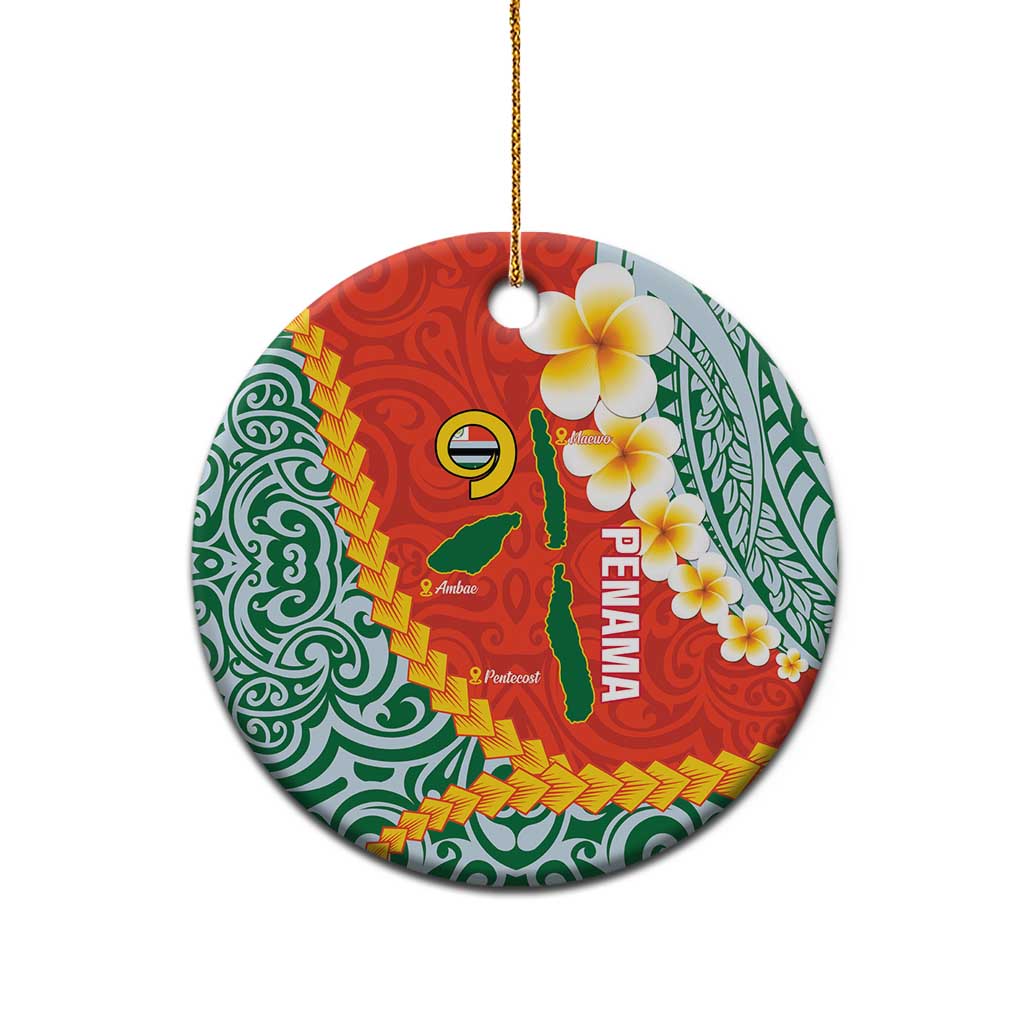 Penama Province Ceramic Ornament Vanuatu Map - Plumeria Flag Color LT14 - Polynesian Pride