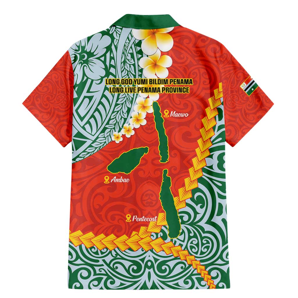 Penama Province Family Matching Mermaid Dress and Hawaiian Shirt Vanuatu Map - Plumeria Flag Color