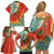 Penama Province Family Matching Off Shoulder Short Dress and Hawaiian Shirt Vanuatu Map - Plumeria Flag Color