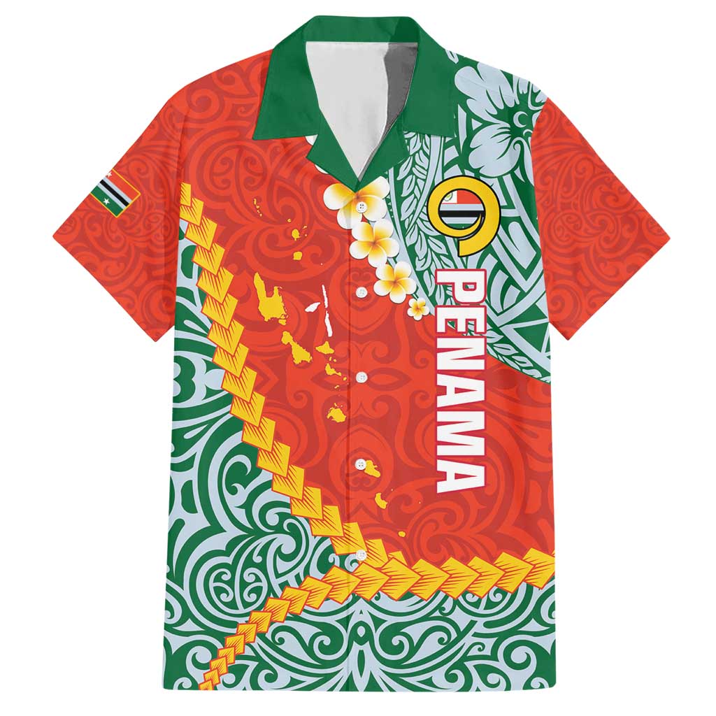 Penama Province Hawaiian Shirt Vanuatu Map - Plumeria Flag Color LT14 Red - Polynesian Pride