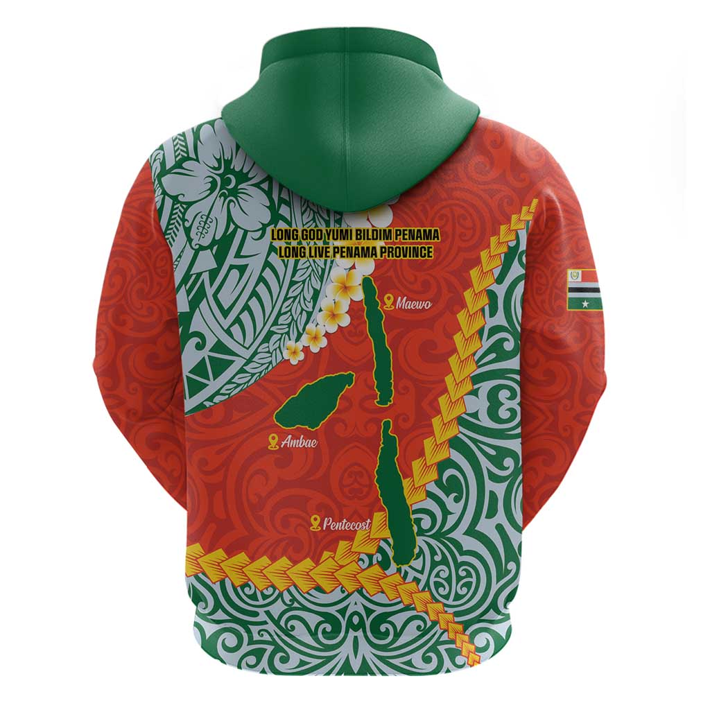 Penama Province Hoodie Vanuatu Map - Plumeria Flag Color