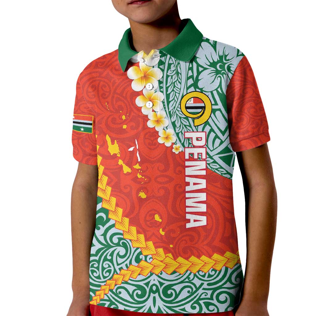 Penama Province Kid Polo Shirt Vanuatu Map - Plumeria Flag Color
