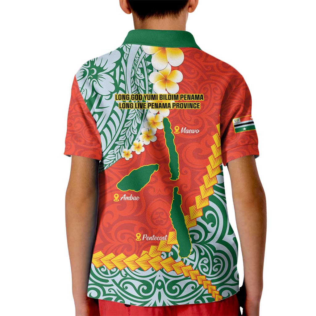 Penama Province Kid Polo Shirt Vanuatu Map - Plumeria Flag Color