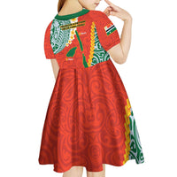 Penama Province Kid Short Sleeve Dress Vanuatu Map - Plumeria Flag Color
