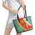 Penama Province Leather Tote Bag Vanuatu Map - Plumeria Flag Color