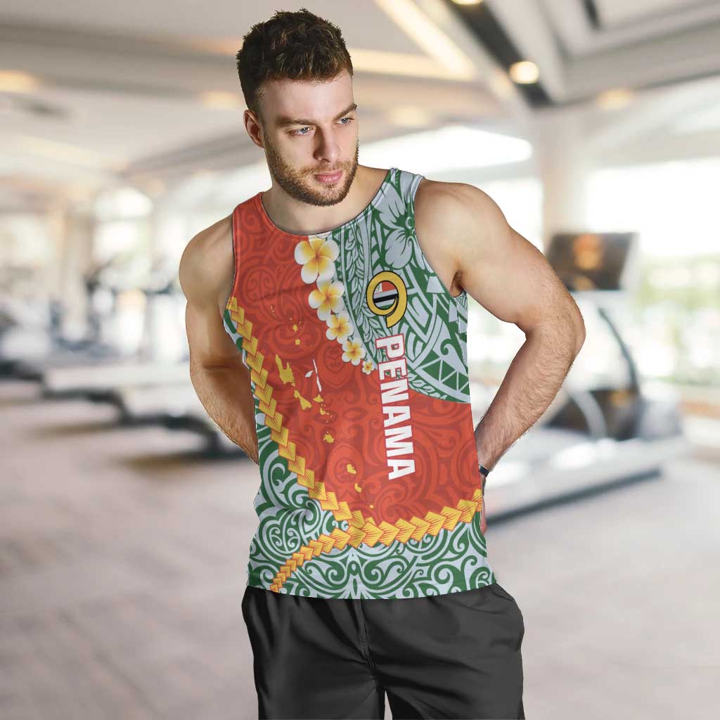 Penama Province Men Tank Top Vanuatu Map - Plumeria Flag Color LT14 Red - Polynesian Pride