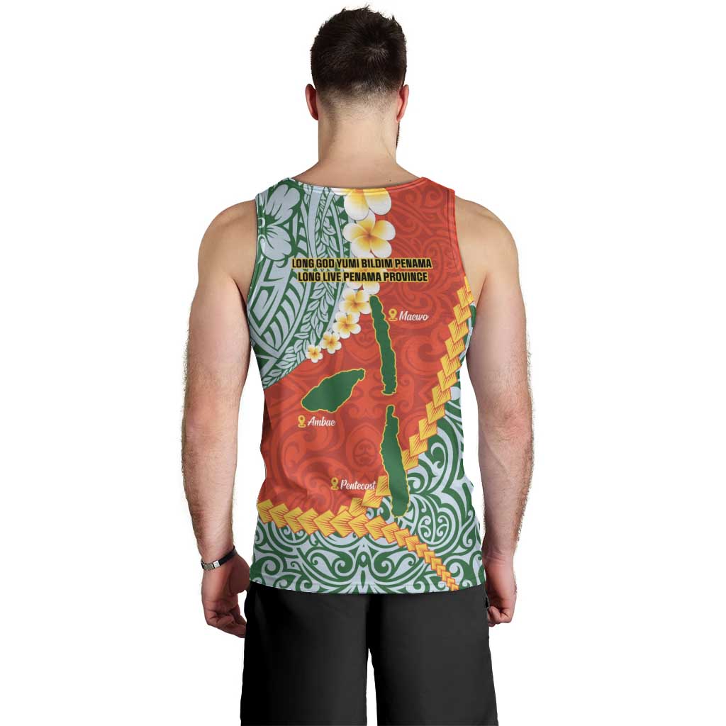 Penama Province Men Tank Top Vanuatu Map - Plumeria Flag Color