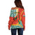 Penama Province Off Shoulder Sweater Vanuatu Map - Plumeria Flag Color