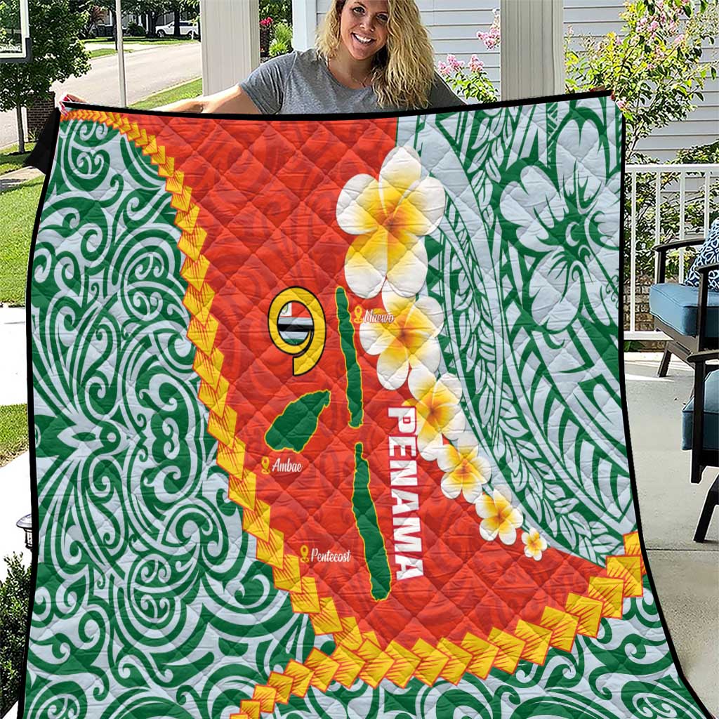 Penama Province Quilt Vanuatu Map - Plumeria Flag Color