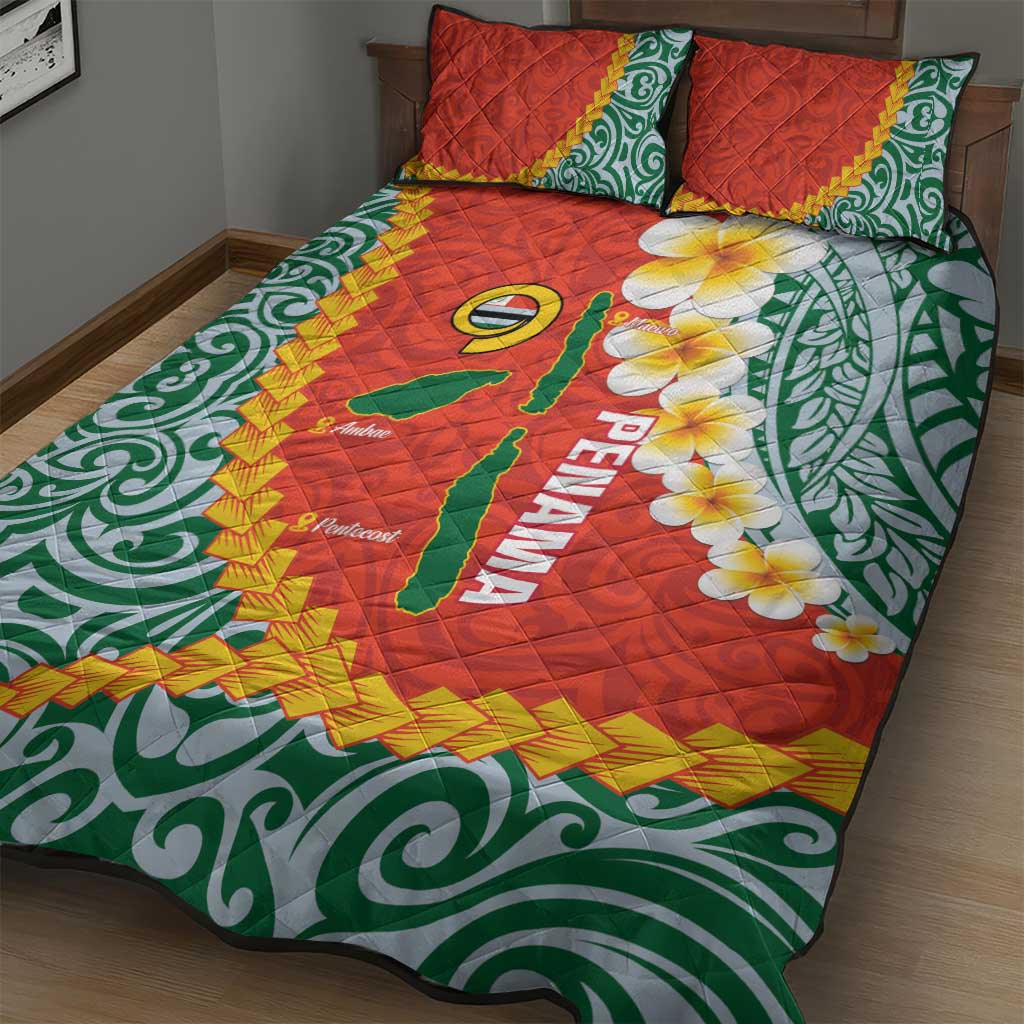 Penama Province Quilt Bed Set Vanuatu Map - Plumeria Flag Color LT14 - Polynesian Pride