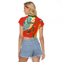 Penama Province Raglan Cropped T Shirt Vanuatu Map - Plumeria Flag Color LT14 - Polynesian Pride
