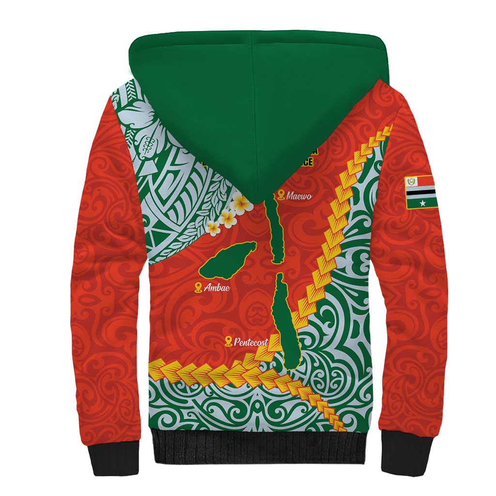 Penama Province Sherpa Hoodie Vanuatu Map - Plumeria Flag Color LT14 - Polynesian Pride