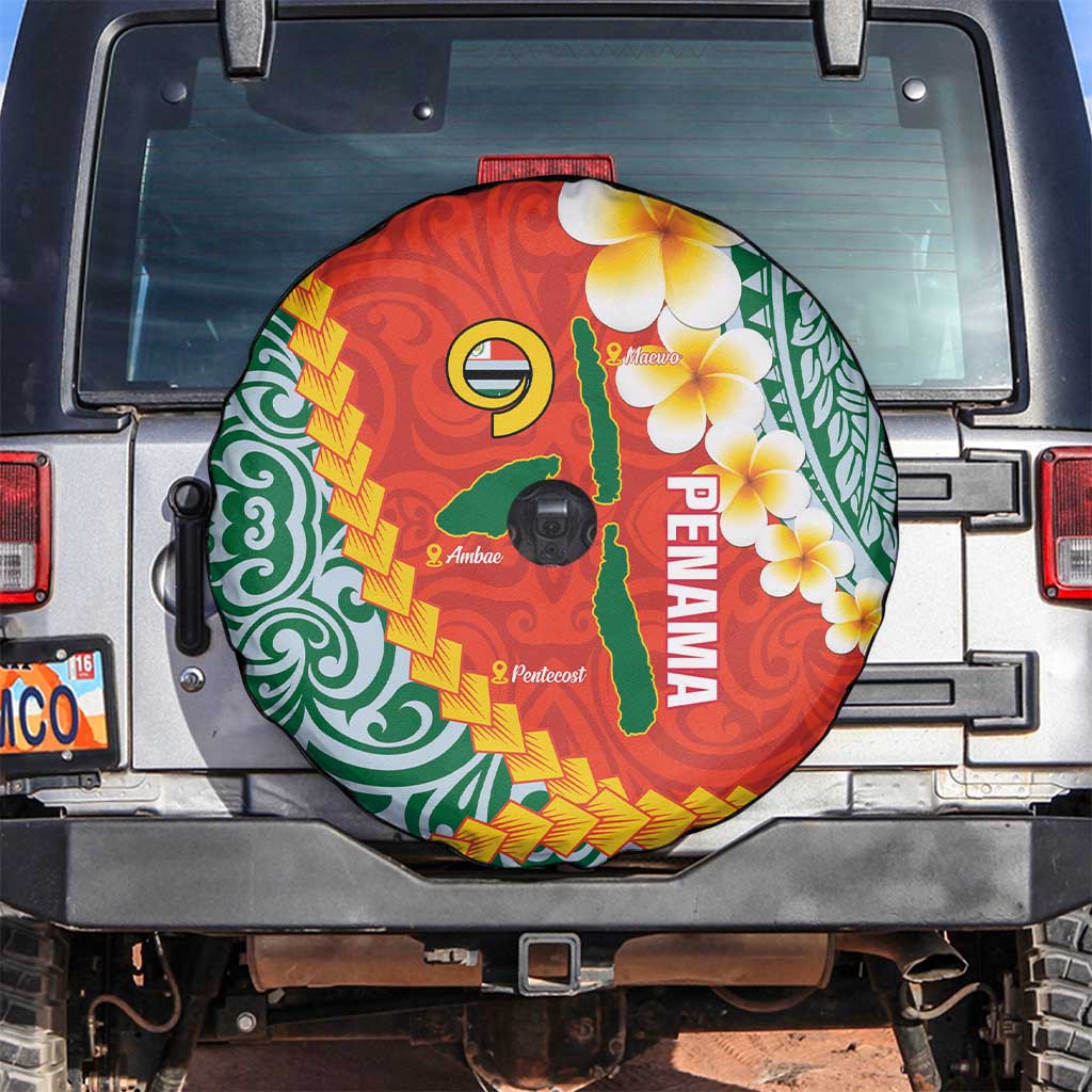 Penama Province Spare Tire Cover Vanuatu Map - Plumeria Flag Color LT14 Red - Polynesian Pride