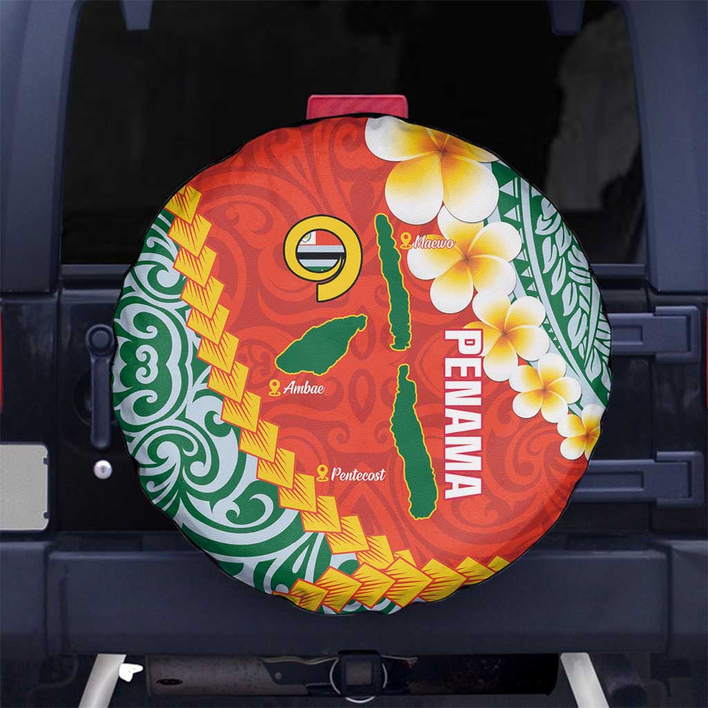 Penama Province Spare Tire Cover Vanuatu Map - Plumeria Flag Color LT14 - Polynesian Pride