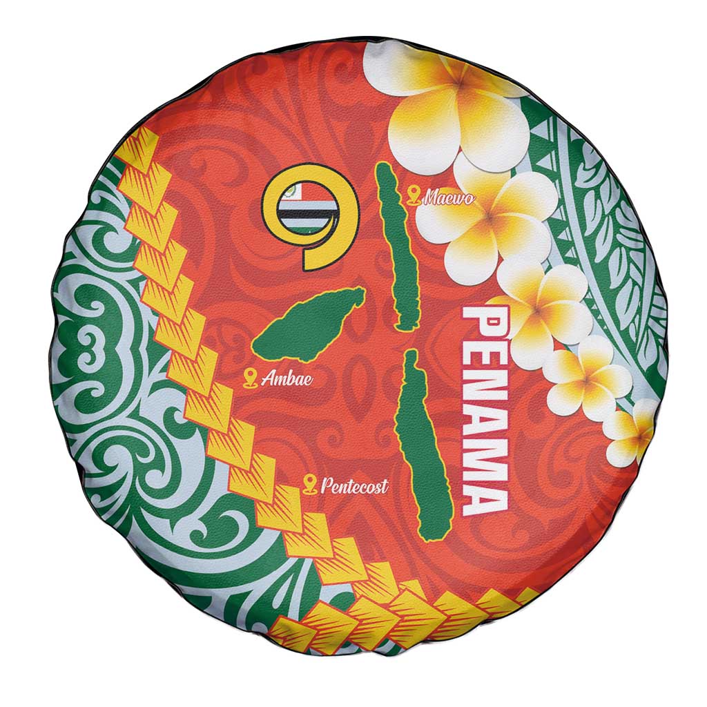 Penama Province Spare Tire Cover Vanuatu Map - Plumeria Flag Color LT14 - Polynesian Pride