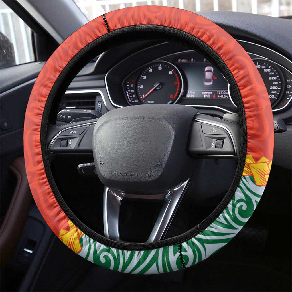 Penama Province Steering Wheel Cover Vanuatu Map - Plumeria Flag Color LT14 - Polynesian Pride