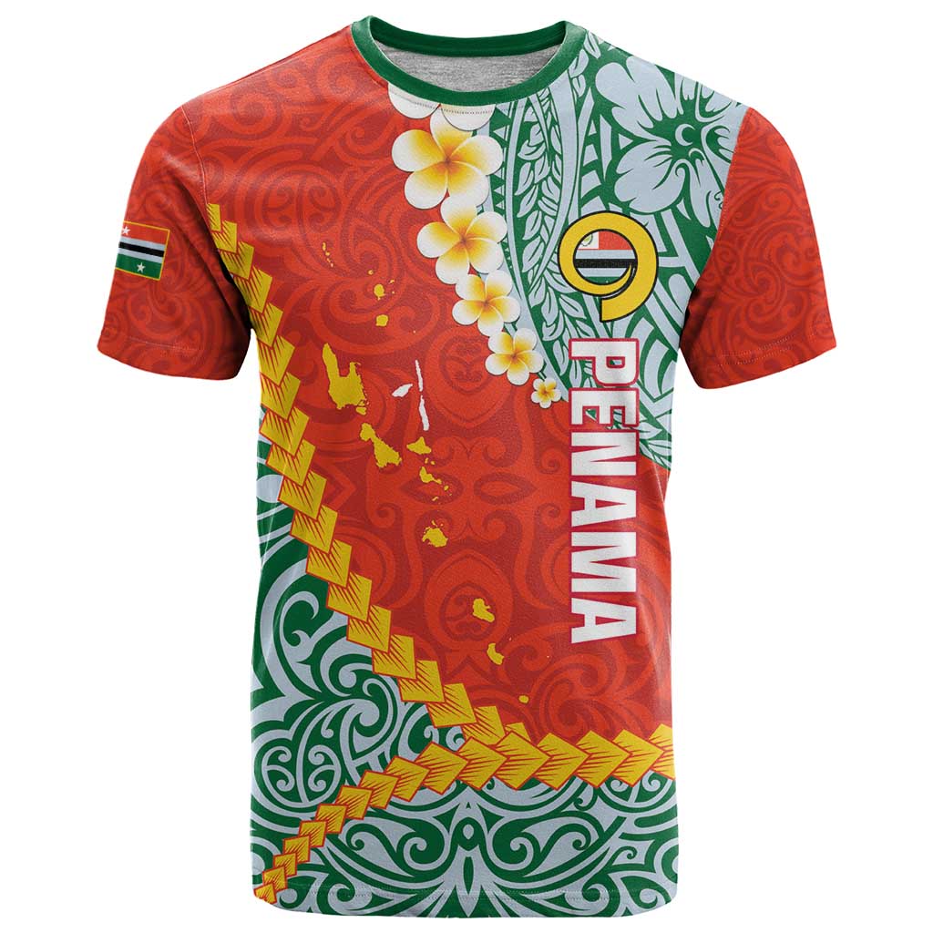 Penama Province T Shirt Vanuatu Map - Plumeria Flag Color