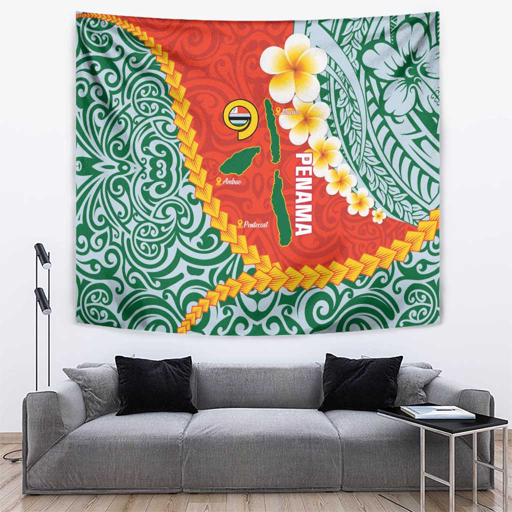 Penama Province Tapestry Vanuatu Map - Plumeria Flag Color