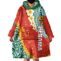 Penama Province Wearable Blanket Hoodie Vanuatu Map - Plumeria Flag Color