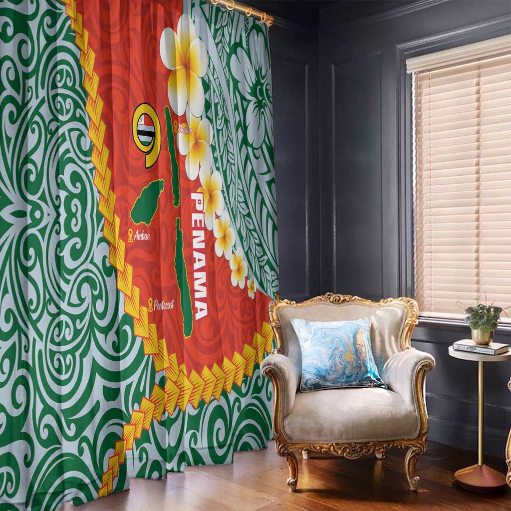 Penama Province Window Curtain Vanuatu Map - Plumeria Flag Color LT14 - Polynesian Pride