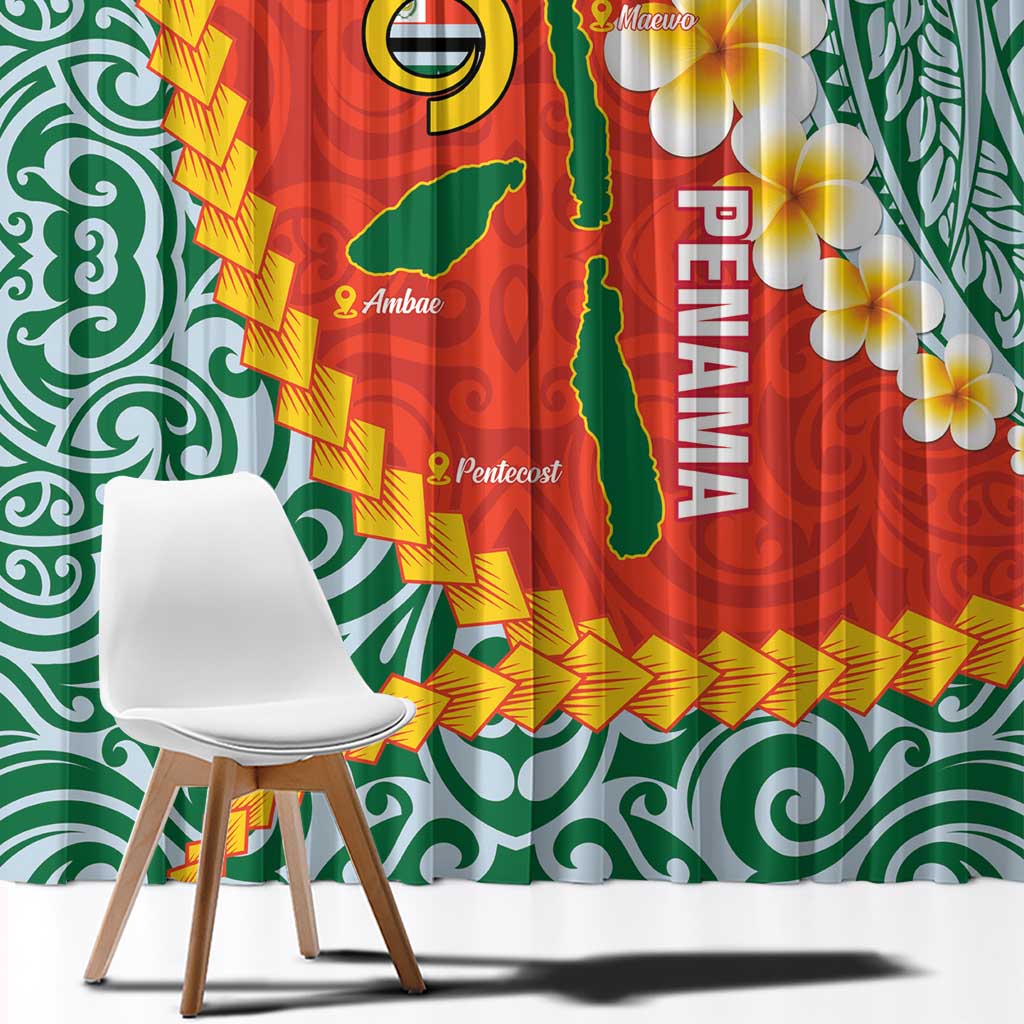 Penama Province Window Curtain Vanuatu Map - Plumeria Flag Color LT14 - Polynesian Pride