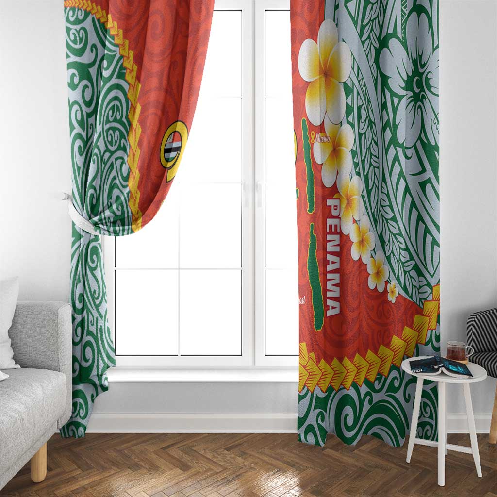 Penama Province Window Curtain Vanuatu Map - Plumeria Flag Color LT14 - Polynesian Pride