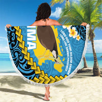 Sanma Province Beach Blanket Vanuatu Pattern Myna Bird - Plumeria Flag Color LT14 - Polynesian Pride