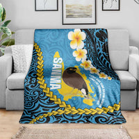 Sanma Province Blanket Vanuatu Pattern Myna Bird - Plumeria Flag Color LT14 - Polynesian Pride