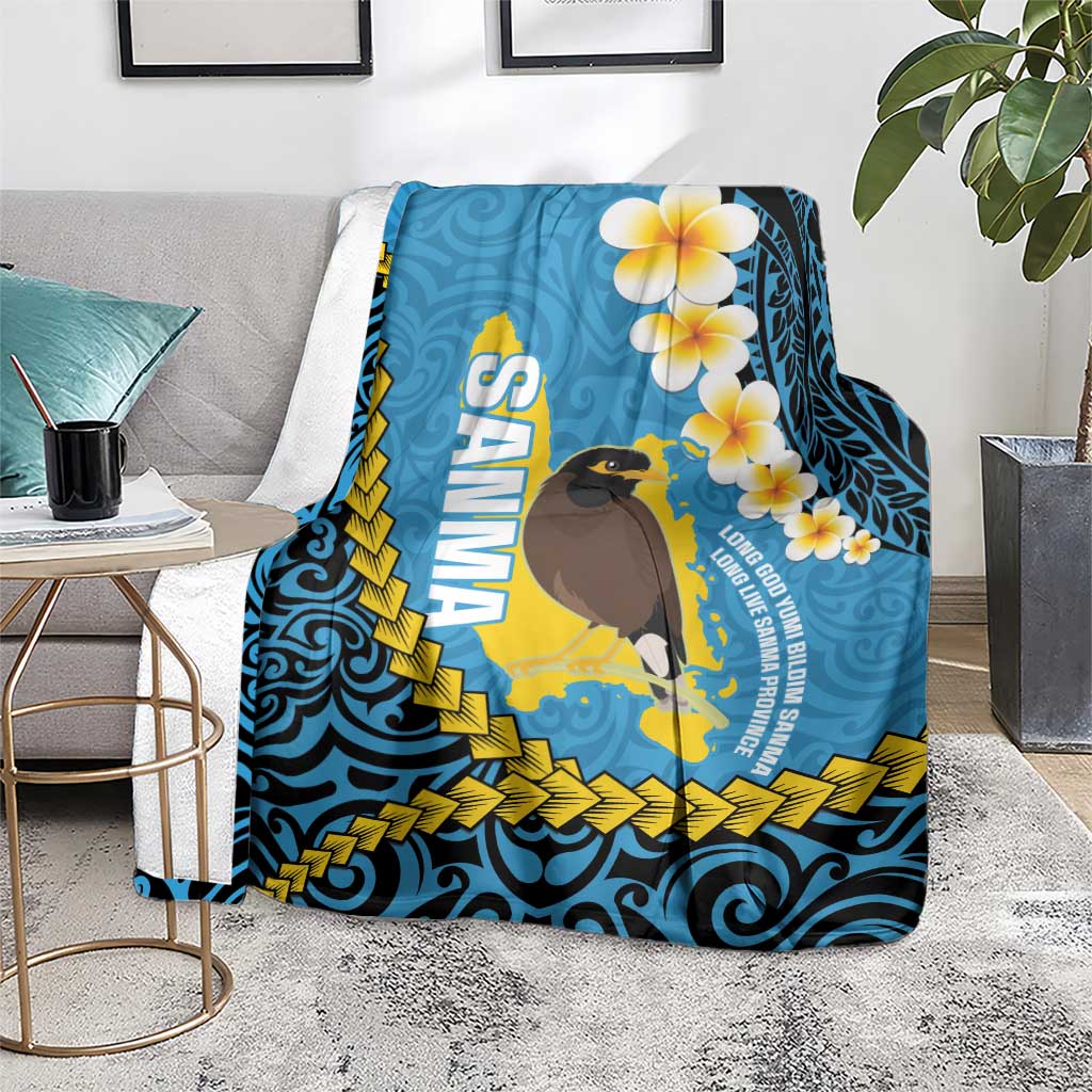 Sanma Province Blanket Vanuatu Pattern Myna Bird - Plumeria Flag Color LT14 - Polynesian Pride