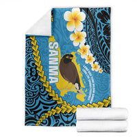 Sanma Province Blanket Vanuatu Pattern Myna Bird - Plumeria Flag Color LT14 - Polynesian Pride