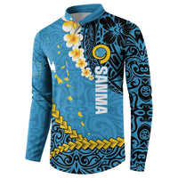 Sanma Province Button Sweatshirt Vanuatu Pattern Myna Bird - Plumeria Flag Color LT14 - Polynesian Pride