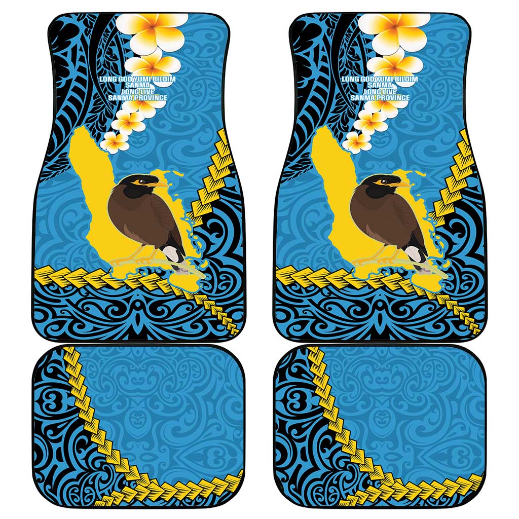 Sanma Province Car Mats Vanuatu Pattern Myna Bird - Plumeria Flag Color LT14 - Polynesian Pride