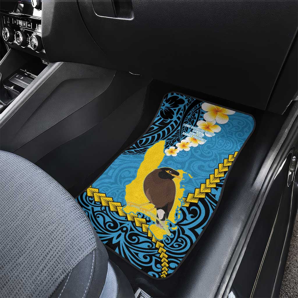 Sanma Province Car Mats Vanuatu Pattern Myna Bird - Plumeria Flag Color LT14 - Polynesian Pride