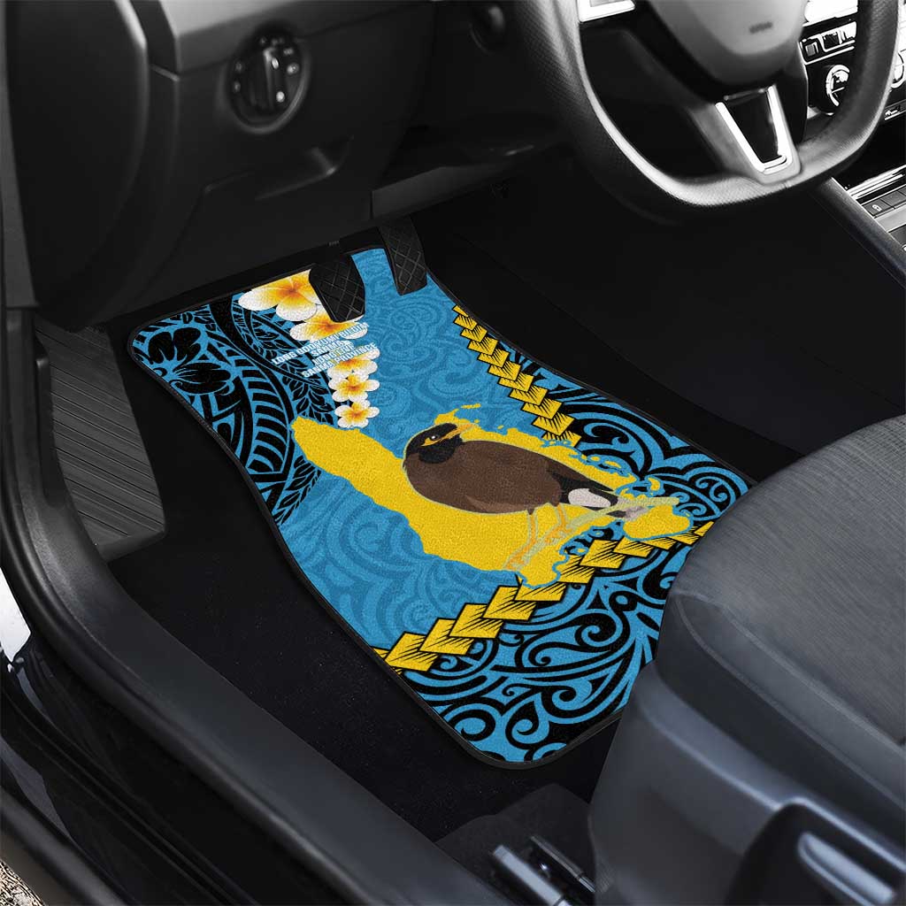 Sanma Province Car Mats Vanuatu Pattern Myna Bird - Plumeria Flag Color LT14 - Polynesian Pride