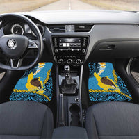 Sanma Province Car Mats Vanuatu Pattern Myna Bird - Plumeria Flag Color LT14 Set 2pcs - Front Blue - Polynesian Pride