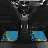 Sanma Province Car Mats Vanuatu Pattern Myna Bird - Plumeria Flag Color LT14 Set 2pcs - Back Blue - Polynesian Pride