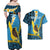 Sanma Province Couples Matching Off Shoulder Maxi Dress and Hawaiian Shirt Vanuatu Pattern Myna Bird - Plumeria Flag Color